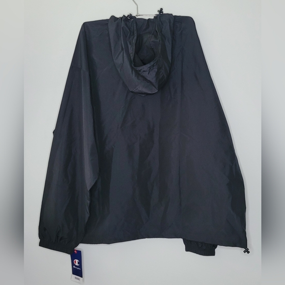 New Champion Black Packable Wind Breaker Water Resistant Coat Jacket Men's 2XL - Picture 8 of 8